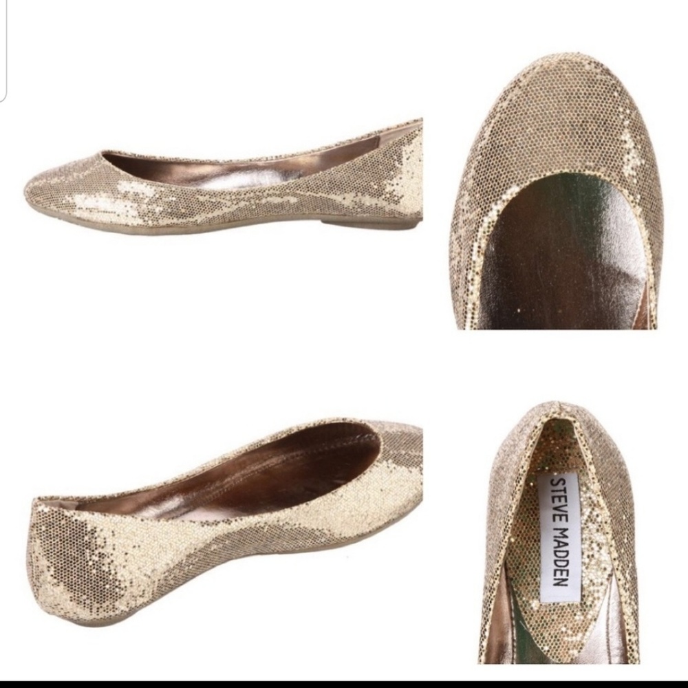 Steve Madden P-heaven Gold Glitter Ballet Flats